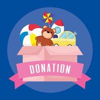 Charity and donation box with toys vector