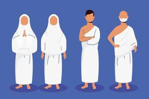 Hajj pilgrimage Muslim people vector