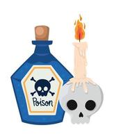 Halloween skull with candle and poison design