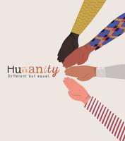 Humanity different but equal and diversity hands vector