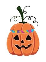 Halloween pumpkin cartoon with candies design vector