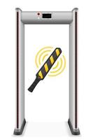 Hand held personal metal detector wand and frame vector