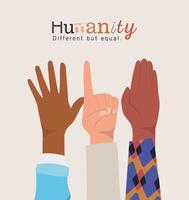Humanity different but equal and diversity hands vector