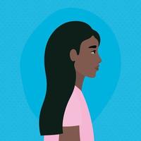 caricatura de mujer negra en el diseño de vista lateral vector