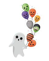 dibujos animados de fantasmas de halloween con diseño de globos vector