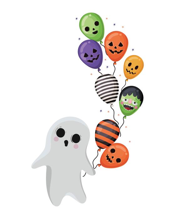 Halloween Ghost Cartoon With Balloons Design 1760654 Vector Art At Vecteezy