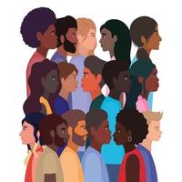 diversidad de pieles de dibujos animados de mujeres y hombres negros vector