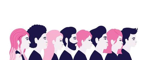 Women and men cartoons in side view vector