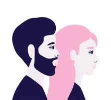 Woman and man cartoon in side view vector