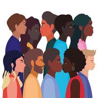 Diversity skins of black women and man cartoons vector