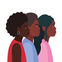 diversidad de pieles de dibujos animados de mujeres y hombres negros vector