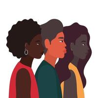 Diversity skins of black women and man cartoons vector