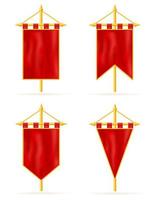 bandera roja real plantilla realista vacío en blanco stock vector ilustración