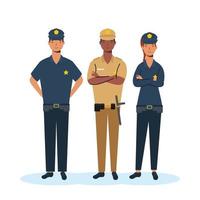 Security group, essential workers characters vector