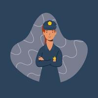 Female police officer, essential worker character vector