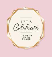 Let's celebrate text in gold circle vector