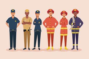 A group of essential workers characters vector