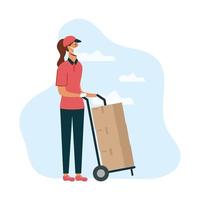 Safe online food delivery worker vector