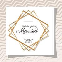 Wedding invitation in gold frame design vector