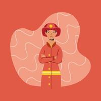 Fire fighter, essential worker character vector
