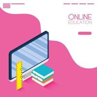 Online education and e-learning banner with computer vector