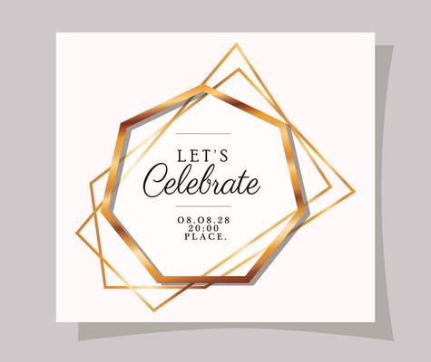 Let's celebrate text in gold frame