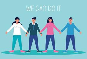 We can do it message with people holding hands vector