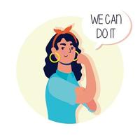 Strong woman with we can do it message vector