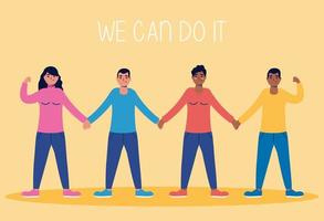 We can do it message with people holding hands vector