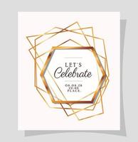 Let's celebrate text in gold frame vector