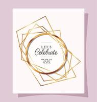 Let's celebrate text in gold circle vector