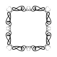 Black ornament frame with hearts shapes
