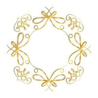 Gold ornament frame with hearts shapes vector