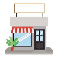 tienda con carpa y pancarta para texto. vector