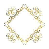 Gold ornament frame with hearts shapes