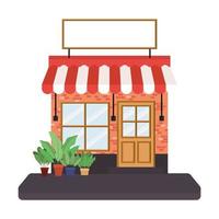 tienda con carpa y pancarta para texto. vector