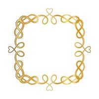Gold ornament frame with hearts shapes vector