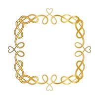 Gold ornament frame with hearts shapes vector