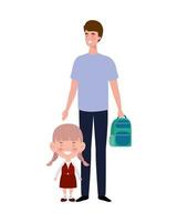 Father with daughter of back to school vector