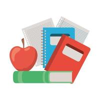 Stack of books with apple fruit icon vector