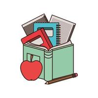 Stack of books with apple fruit icon vector