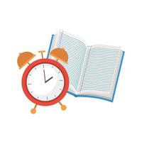 School book with alarm clock icon vector