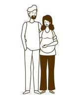 Silhouette of pregnant woman with husband standing vector