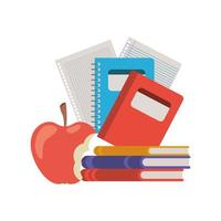 Stack of books with apple fruit icon vector