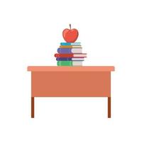 Teacher's desk with stack of school books vector