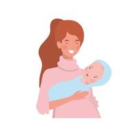 Woman with a newborn baby in her arms vector