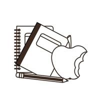 School books with apple fruit icon vector