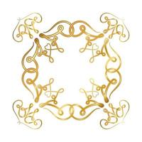 Gold ornament frame with hearts shapes vector