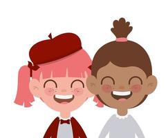 Student girls smiling on white background vector