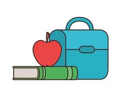 Bolso escolar con cuadernos sobre fondo blanco. vector